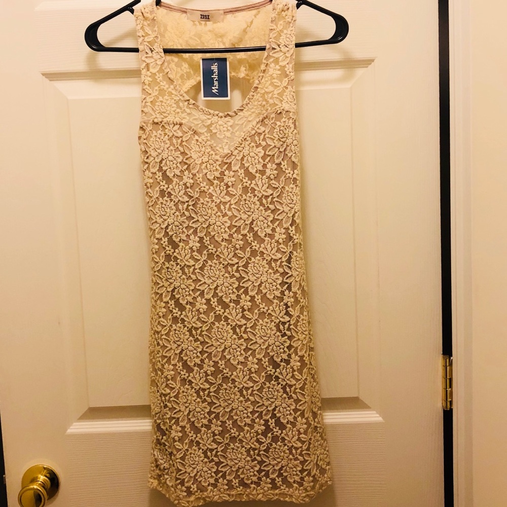Ivory bodycon dress with Lace.